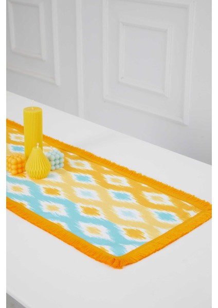 Kenarları Saçaklı Desenli Runner 90 x 30,R-70K