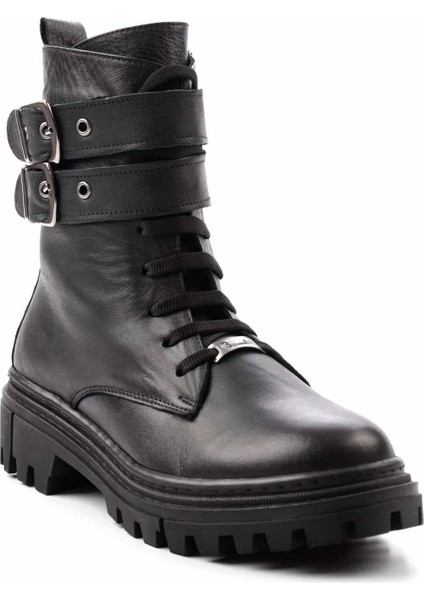 Siyah Hakiki Deri Kadın Bot & Bootie K02178001303 fırsatları