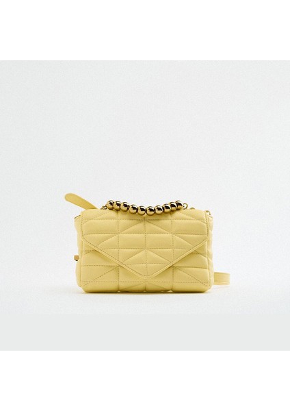 Zara Kadın Çantası Küçük Top Boncuklu El Mini Kapitone Omuz Çantası Messenger Çantası (Yurt Dışından)