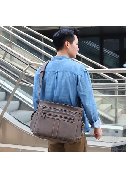 Erkek Retro Omuz Çantası Avrupa ve Amerikan Moda Erkek Çantası Büyük Kapasiteli Omuz Çantası Iş Banliyö Ingiliz Stili Messenger Çantası (Yurt Dışından) fiyatları