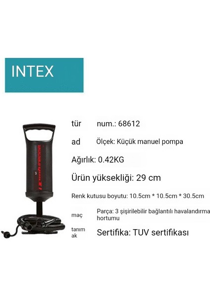 Intex 68612 Küçük Manuel Hava Pompası Şişme El Pompası Şişirme Aracı Açık Kamp Pompası (Yurt Dışından)