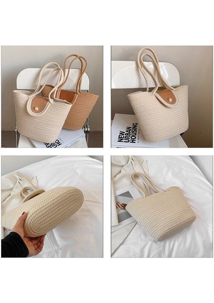 Bayan Büyük Kapasiteli Tote Çanta Pamuk Ipli Dokuma El Çantası Messenger Çanta (Yurt Dışından) fırsatları