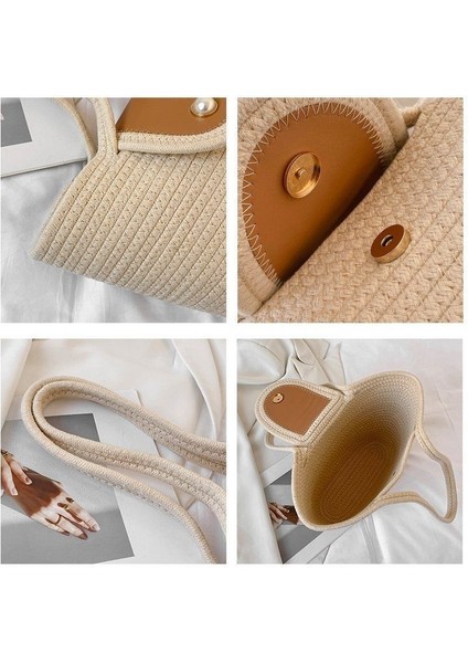 Bayan Büyük Kapasiteli Tote Çanta Pamuk Ipli Dokuma El Çantası Messenger Çanta (Yurt Dışından) indirimleri