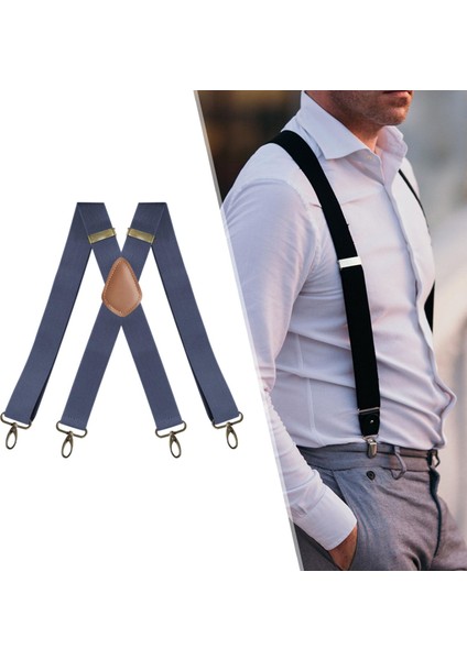 Askılı Askılı Pantolon 4 Klips x Şekilli 3,5 cm Genişliğinde Mavi (Yurt Dışından)