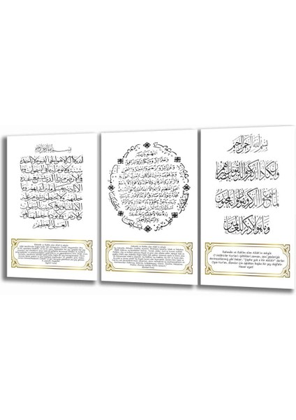 Ayetül Kürsi, Bereket Duası ve Nazar Ayeti Cam Tablo (3lü Set)