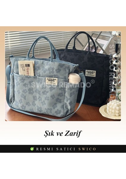 Kadınlar Için Büyük Kapasiteli Çiçek Baskılı Omuz Çantası Tote Çanta (Yurt Dışından) modelleri