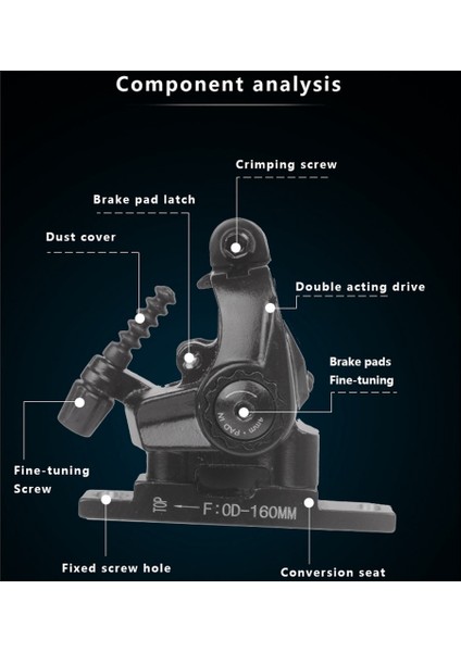 Racework Yol Bisiklet Fren Diski Düz Montajlı Mekanik Çift Taraflı Çalıştırma Kaliper 160MM Ön Arka Bisiklet Kelepçe Fren (Yurt Dışından)