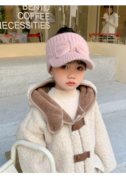 Bigsharp Çocuk Kadın Sonbahar ve Kış Fiyonklu Boş Şapka Vahşi Moda Sonbahar ve Kış Örme Şapka Kız Sıcak Sivri Şapka (Yurt Dışından)