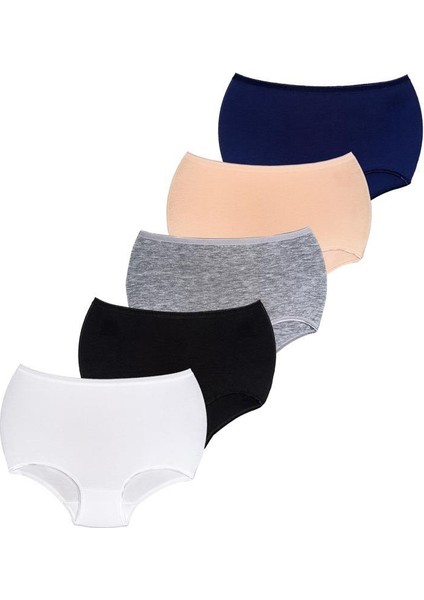 (5 adet) Compact Penye Pamuk Elastan Yüksekbel Klasik İz Yapmaz Slip Boxer Kadın Külot 2058