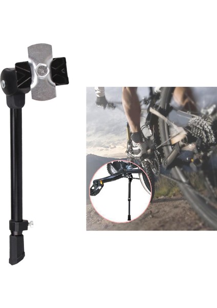Dağ Bisikleti Kickstand Anti-Pas Sabit Park Standı Tek Ayak Dayanağı Siyah (Yurt Dışından)
