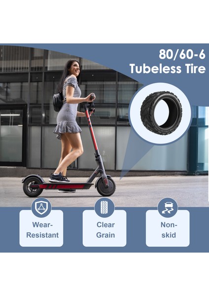 80/60-6 Lastik Içsiz Lastik Scooter Yeni Elektrikli Scooter Için Aşınmaya Dayanıklı Mini Kibe Avt Tüm Bu Model Için (Yurt Dışından)