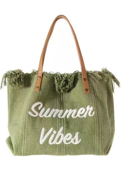 Plaj Çantası Tote Kanvas Çanta Seyahat Çantası Anne Çantası Omuz Çantası Kadın (Yurt Dışından)