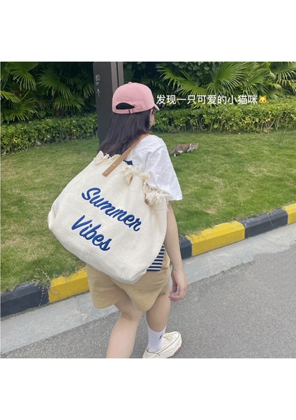 Plaj Çantası Tote Kanvas Çanta Seyahat Çantası Anne Çantası Omuz Çantası Kadın (Yurt Dışından) fırsatları