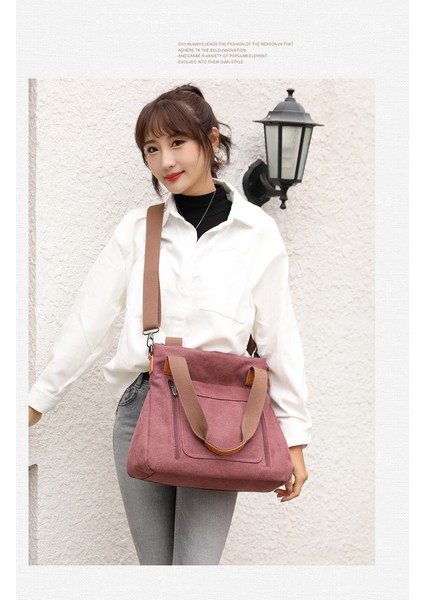 Retro Kanvas Kadın Çantası Avrupa ve Amerikan Tarzı Moda Omuz Çantası Postacı Çantası Büyük Kapasiteli Kanvas Çanta Taşınabilir Kadın Rahat Kore Versiyonu (Yurt Dışından)