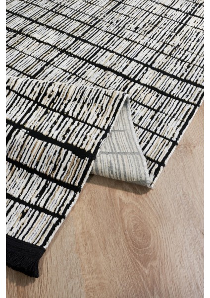Alexandria Siyah Geometrik Polyester Makine Halısı fırsatları