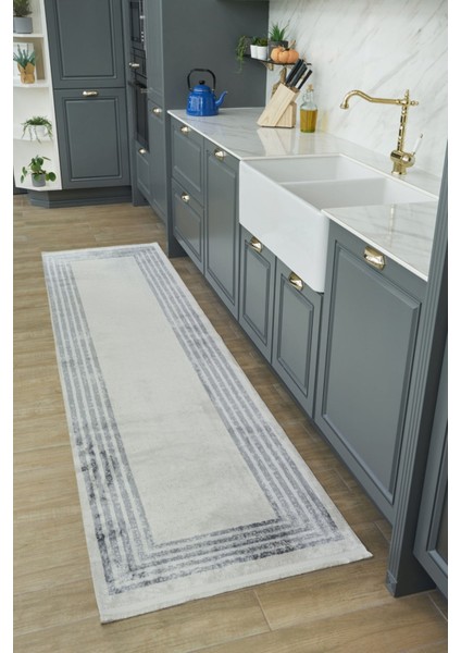 Pasadena Gri Çerçeveli Polyester Makine Halısı fırsatları