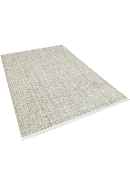 Pomona Krem Geometrik Polyester Makine Halısı