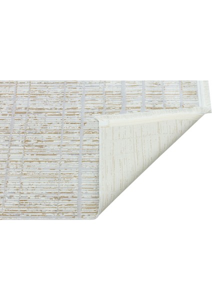 Pomona Krem Geometrik Polyester Makine Halısı