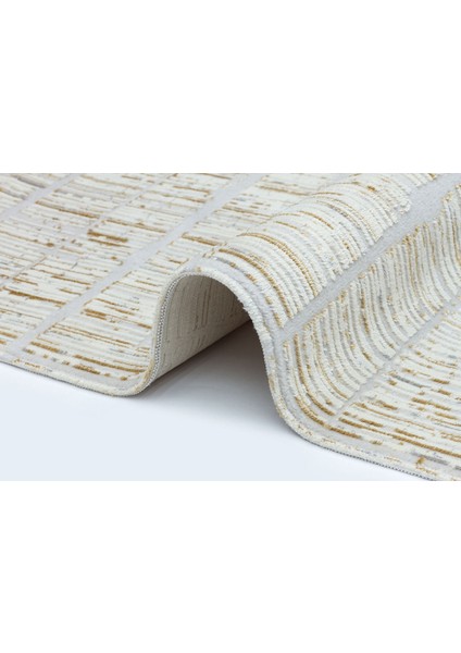 Pomona Krem Geometrik Polyester Makine Halısı