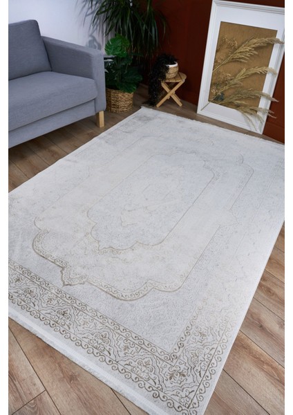 Salinas Bej Göbekli Polyester Makine Halısı