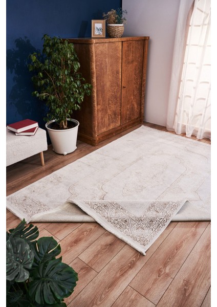 Salinas Bej Göbekli Polyester Makine Halısı