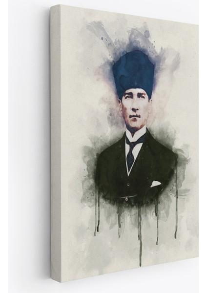 Atatürk Portre Tablosu Mustafa Kemal Atatürk Dikdörtgen Dekoratif Kanvas Tablo-Cz-77