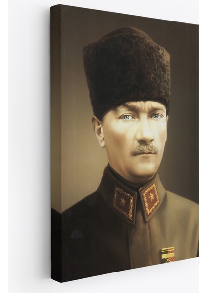 Atatürk Portre Tablosu Mustafa Kemal Atatürk Dikdörtgen Dekoratif Kanvas Tablo-Ck-61