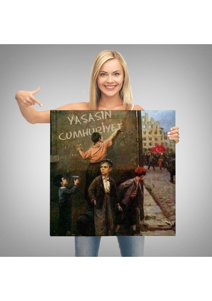 Yaşasın Cumhuriyet Yazan Çocuklar Kanvas TABLO-5896
