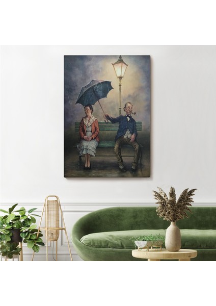 Yağmur Altındaki Küs Sevgililer Dekoratif Duvar TABLOSU-6223