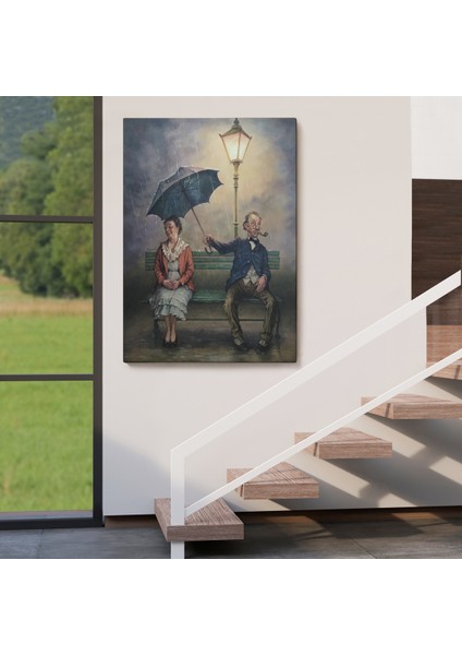 Yağmur Altındaki Küs Sevgililer Dekoratif Duvar TABLOSU-6223