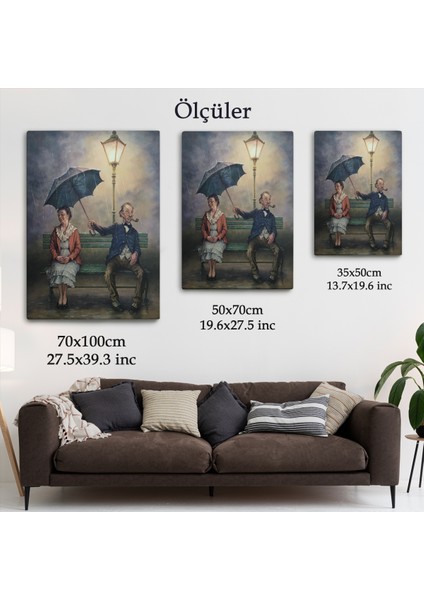 Yağmur Altındaki Küs Sevgililer Dekoratif Duvar TABLOSU-6223