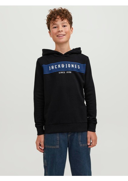 Jack & Jones Logo Baskili Kapüsonlu Sweatshirt - Çocuk