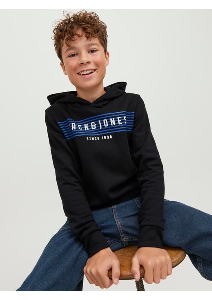 Jack & Jones Logo Baskili Kapüsonlu Sweatshirt - Çocuk