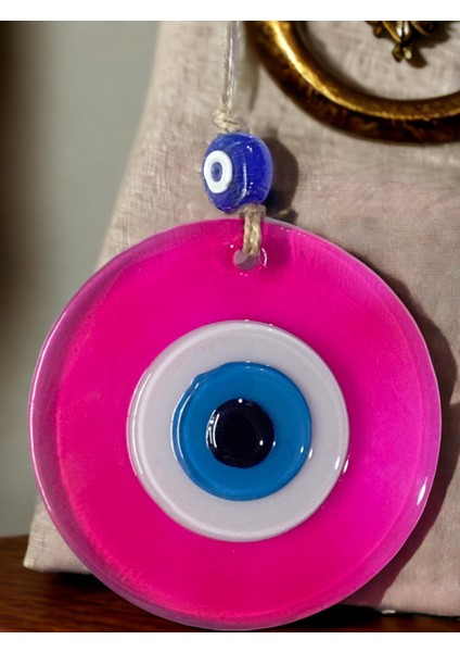 Şeffaf Pembe Nazar Boncuklu Duvar Süsü 10 cm Cam Duvar Dekoru fiyatları