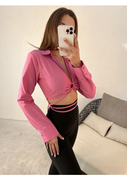 Fame Istanbul Halka Detaylı Bağlamalı Crop Gömlek fiyatları