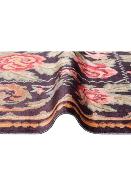 Strasshof Siyah Çiçekli Polyester Makine Halısı fiyatları