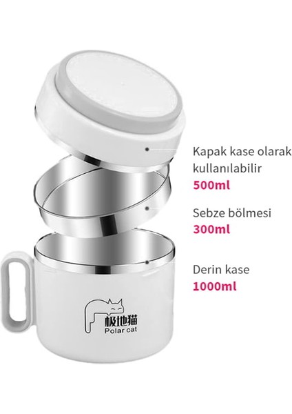 304 Anlık Erişte Kase Çift Katmanlı Yalıtım Sızdırmaz Öğle Yemeği Kutusu 1.5l (Yurt Dışından)