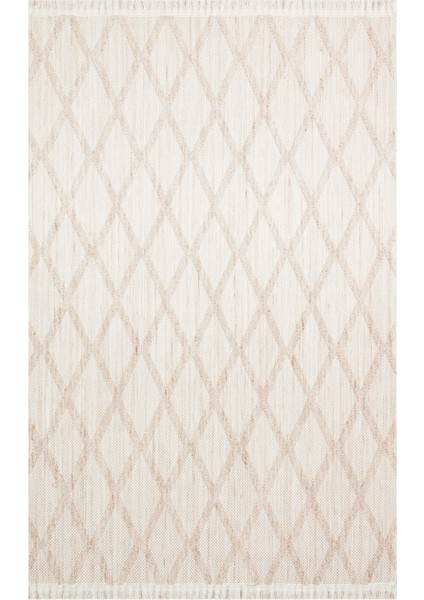 Marano Di Napoli Bej Geometrik Polyester Makine Halısı