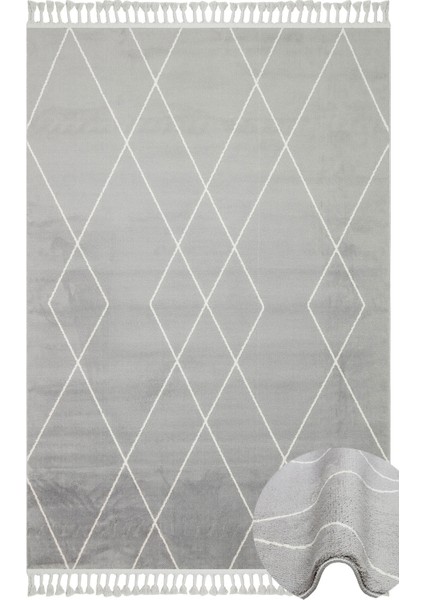 Perugia Gri Geometrik Mikropolyester Makine Halısı