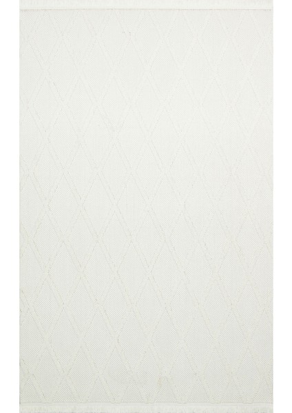 Agrigento Krem Geometrik Polyester Makine Halısı