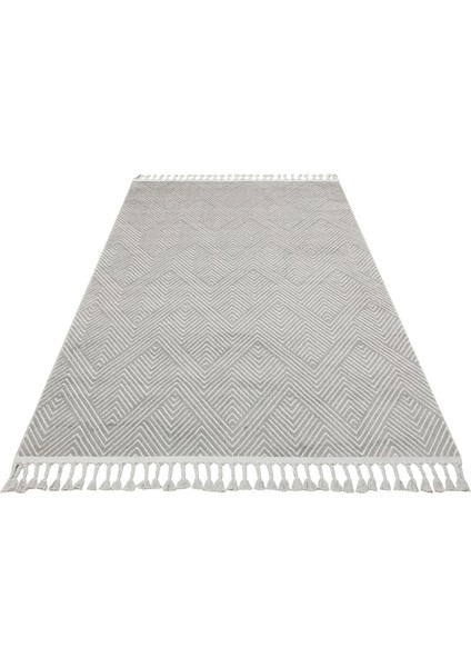 Naxxar Gri Geometrik Mikropolyester Makine Halısı