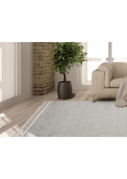 Naxxar Gri Geometrik Mikropolyester Makine Halısı