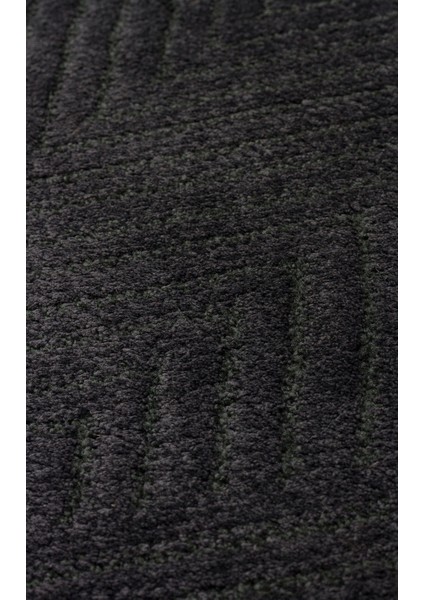 Mtarfa Siyah Geometrik Mikropolyester Makine Halısı