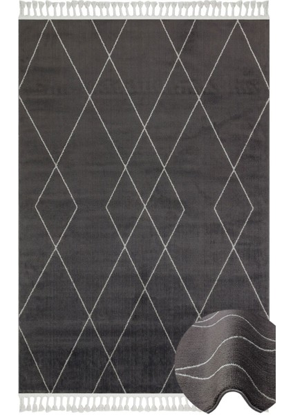 Pembroke Siyah Geometrik Mikropolyester Makine Halısı
