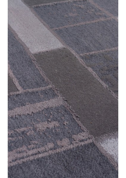 Tyler Antrasit Geometrik Polyester Makine Halısı fırsatları