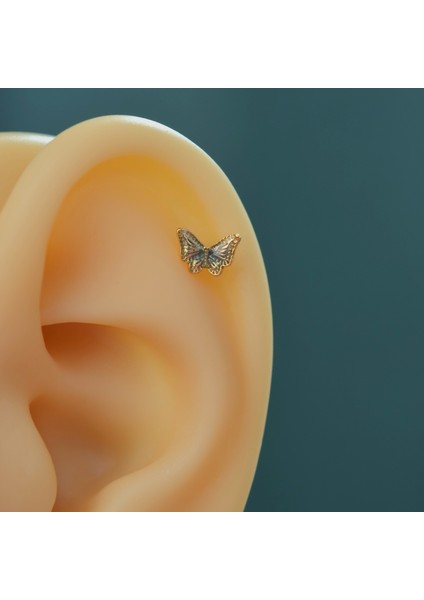 Lacivert Kelebekli Çelik Piercing Helix Kıkırdak Conch Lob Gold modelleri