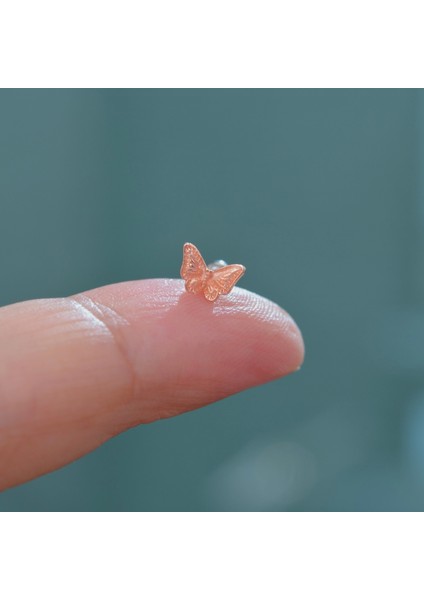 Rose Kelebekli Çelik Piercing Helix Kıkırdak Conch Lob