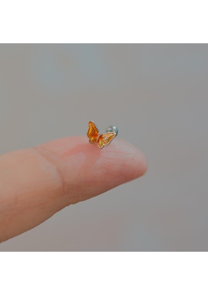 Bakır Renk Kelebekli Piercing Helix Kıkırdak Conch Lob Silver