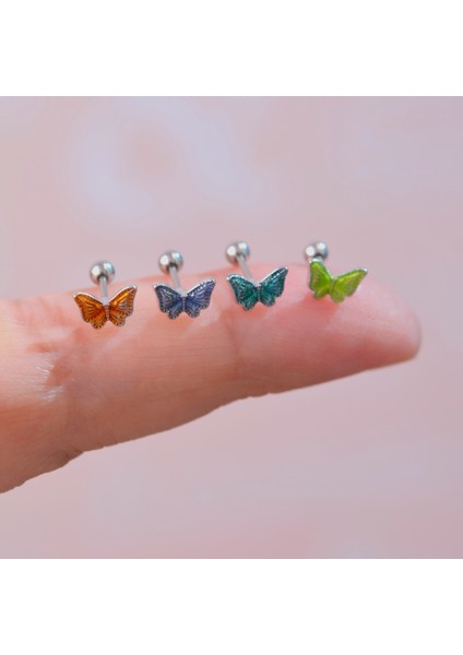 Bakır Renk Kelebekli Piercing Helix Kıkırdak Conch Lob Silver