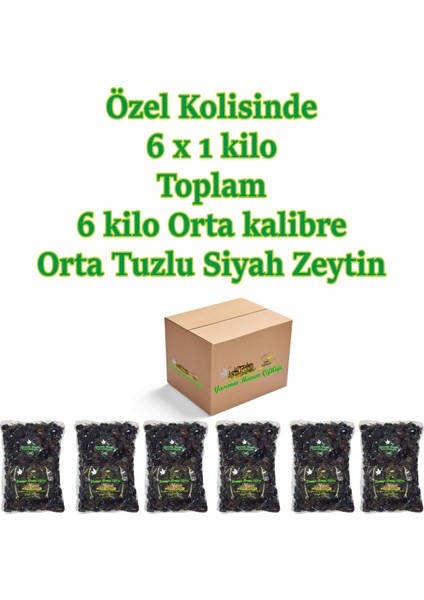 Gemlik Tipi Doğal Siyah Zeytin 6 x 1000 gr